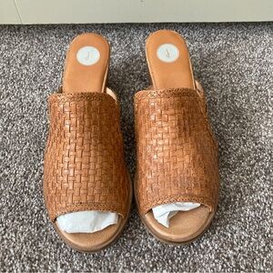 Brown Woven Slide Sandals